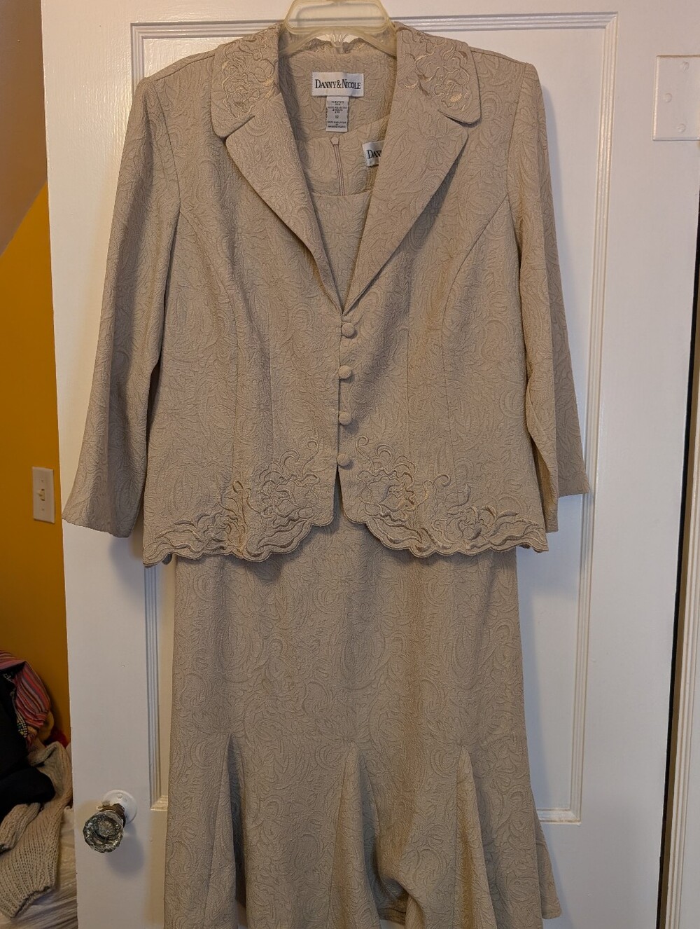 Danny & Nicole Beige Embroidered Two-Piece Suit